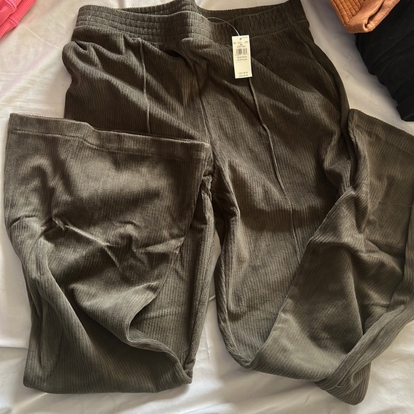 aerie Pants - Olive green soft lounge flare pants aerie